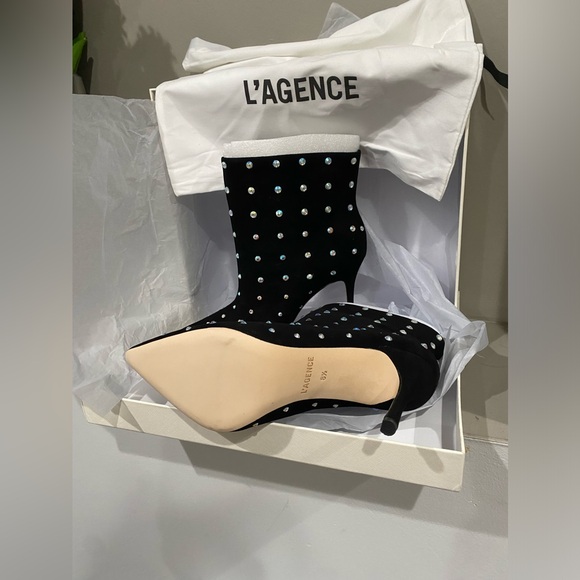 L’AGENCE Mariette Bootie II in BLACK IRIDESCENT - Picture 8 of 16